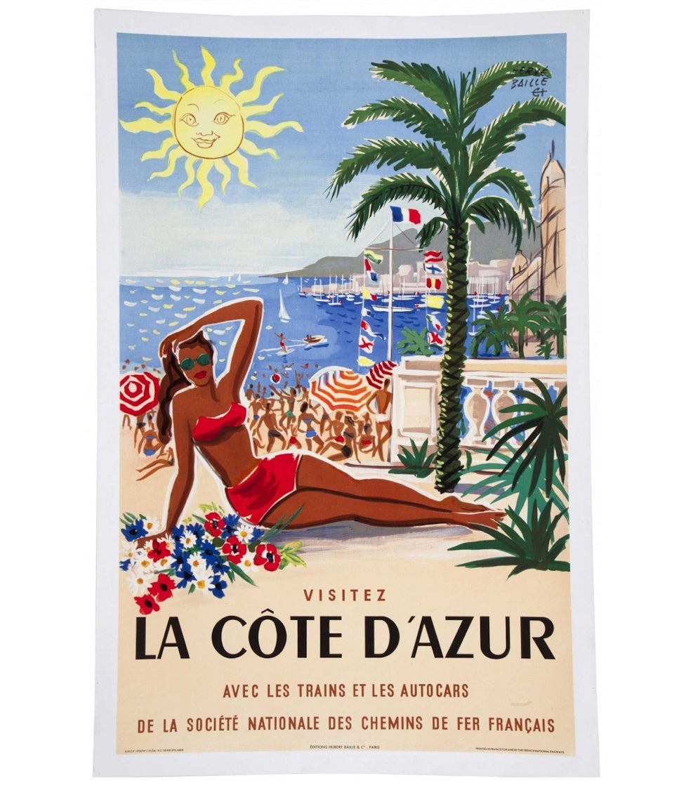 &ldquo;Allez sur la C&ocirc;te d&rsquo;Azur,&rdquo; a poster by Herve Baille