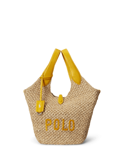 Polo Play toteväska i raffia och läder 