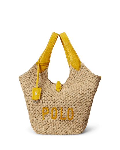 Polo Play toteväska i raffia och läder 