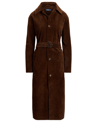 Lång car coat i mocka