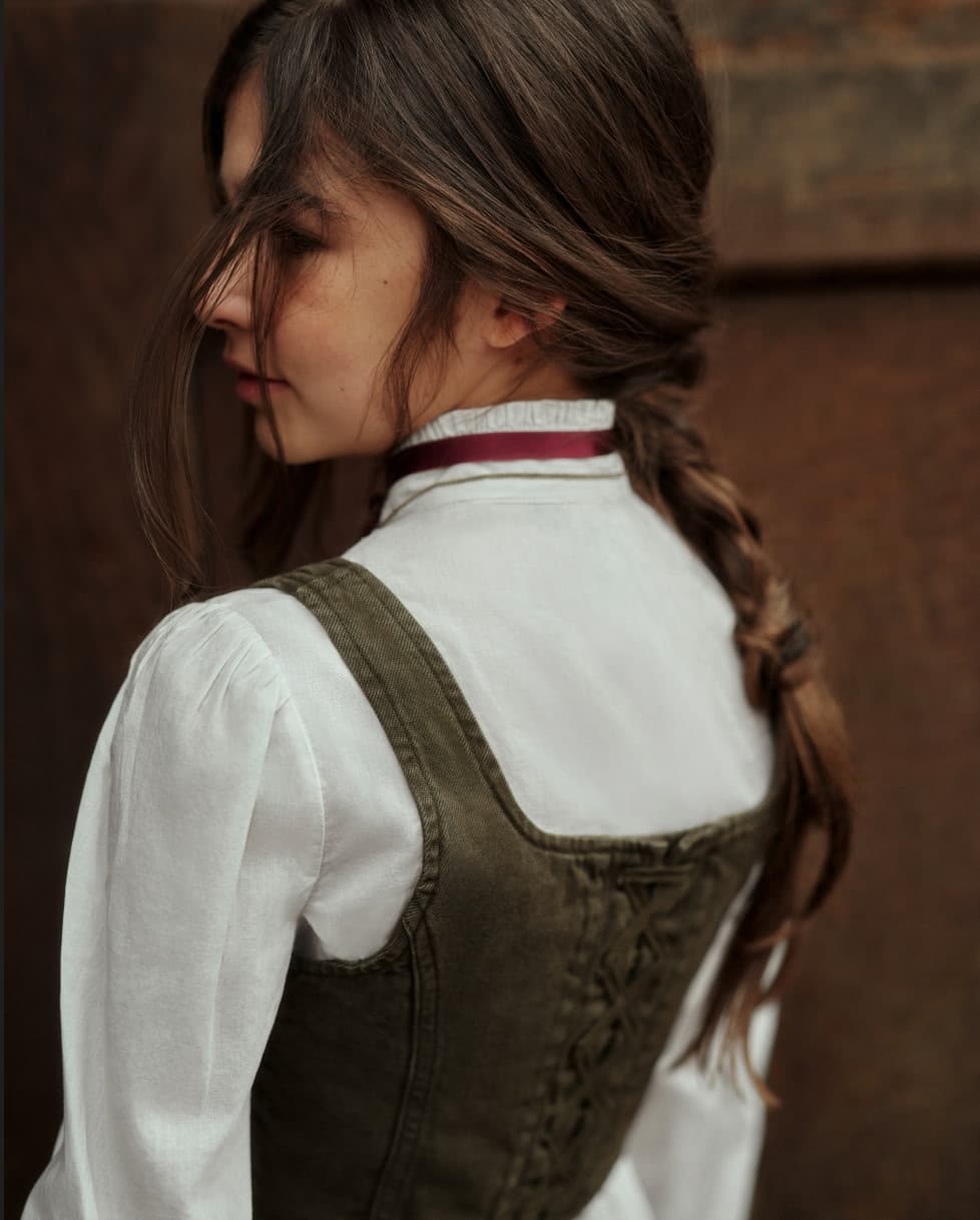 Ärmlös denimtopp